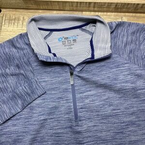 IBKUL Mens IceFil Quarter Zip Pullover Blue Space Dye UPF 50 Large